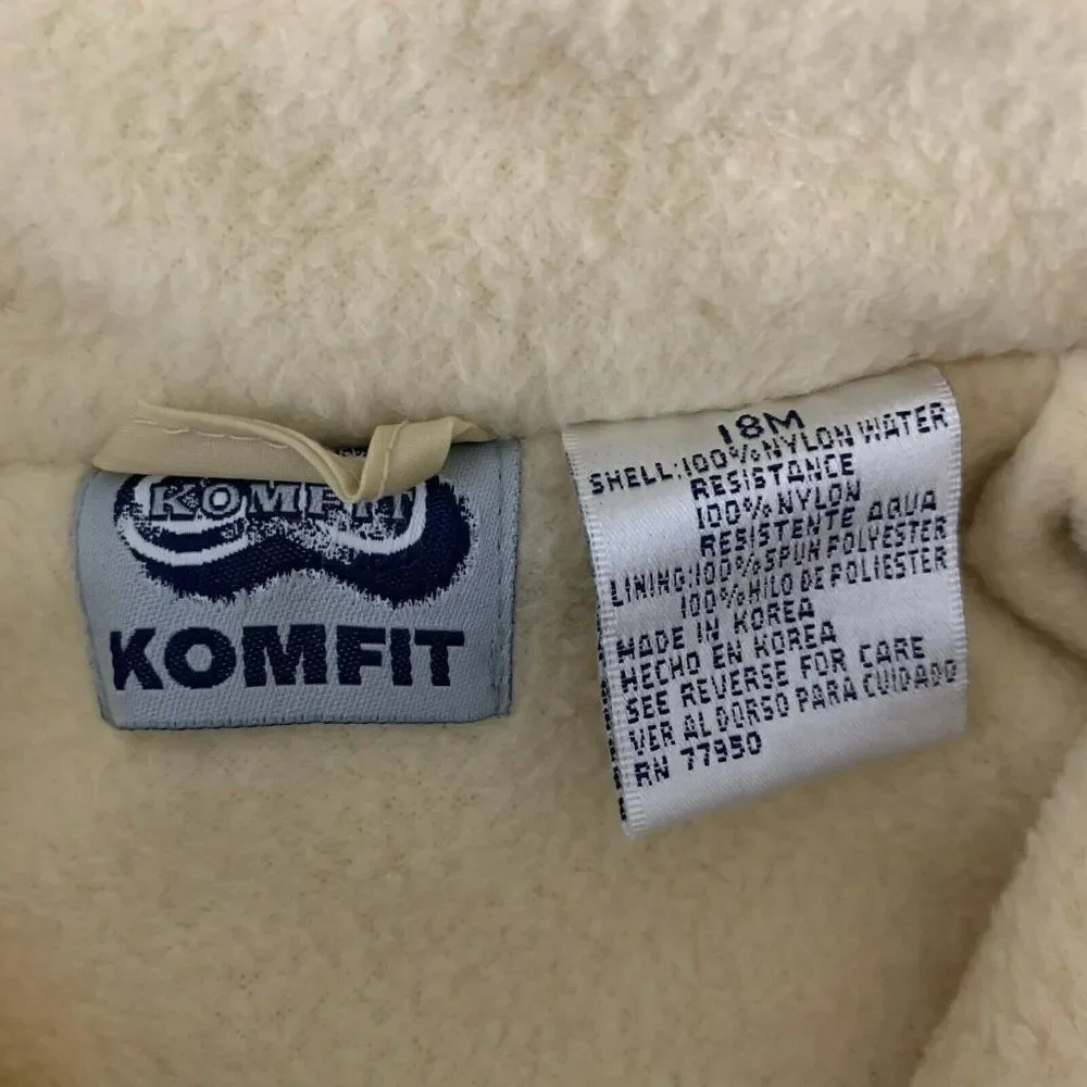 Vintage Infant Windbreaker Jacket 18m Beige Fleece Lined Hood Zip Pockets NEW